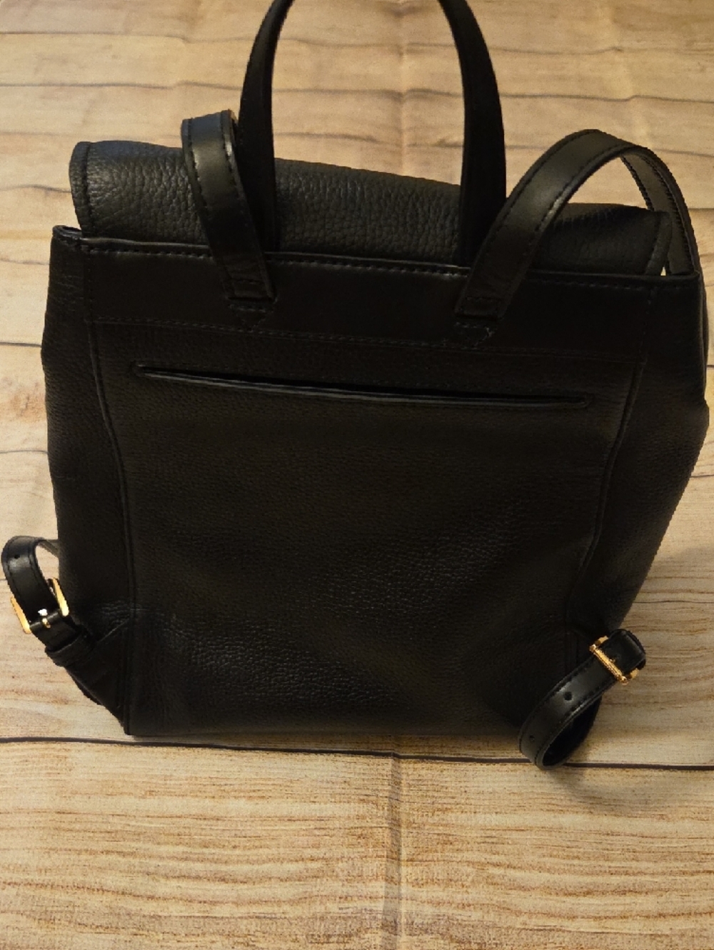 Michael Kors Black Pebbled Leather Mini Backpack with Gold Accents - Picture 4 of 6